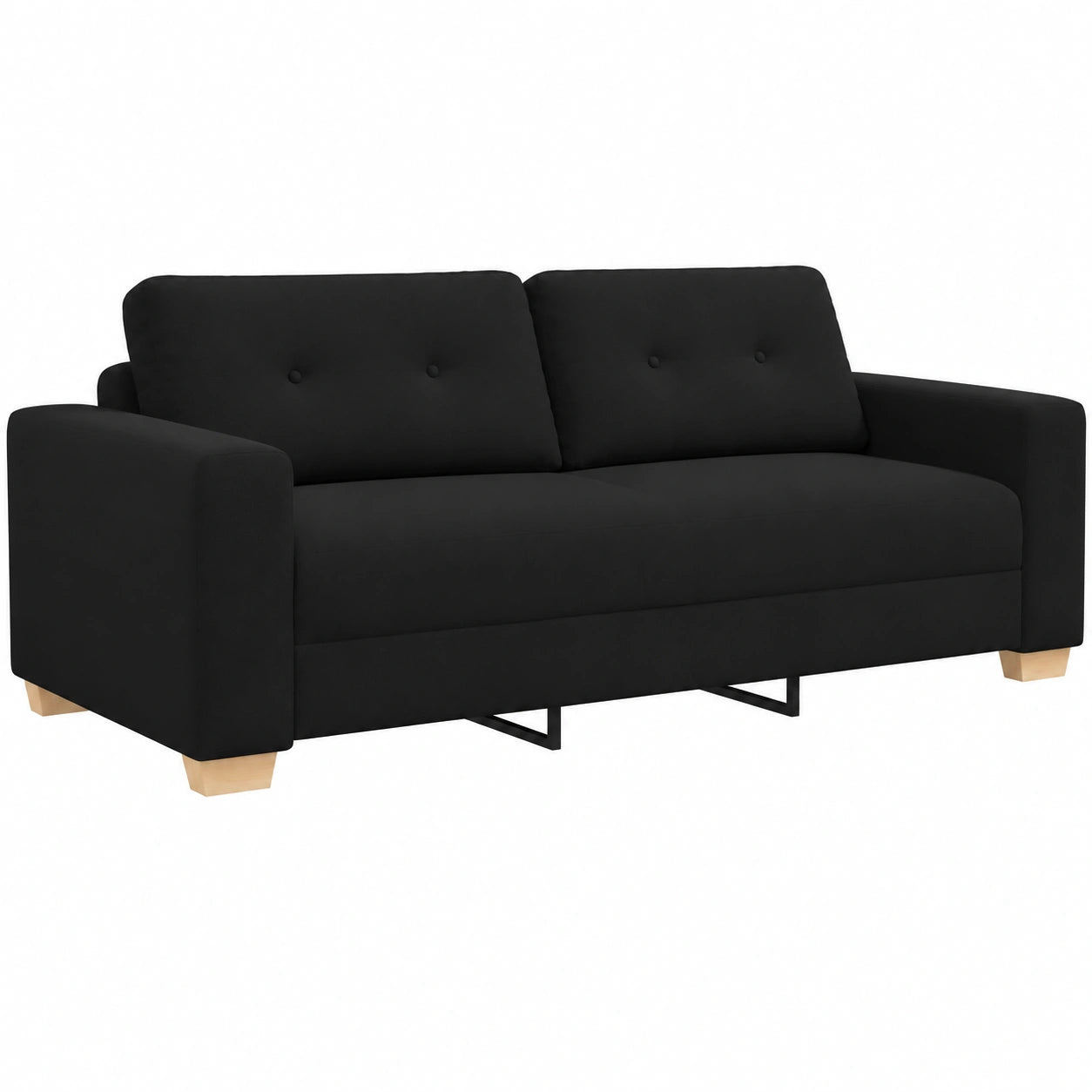 Modernes 3-Sitzer-Sofa aus Stoff in Schwarz, 220x78x80 cm