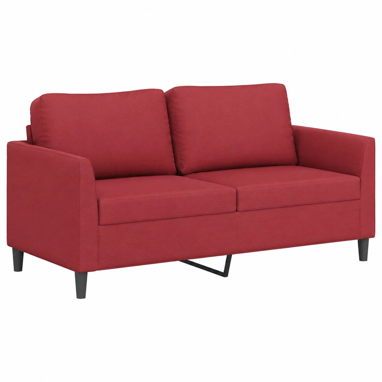 Elegantes 2-Sitzer Sofa aus Kunstleder in Weinrot mit Metallrahmen