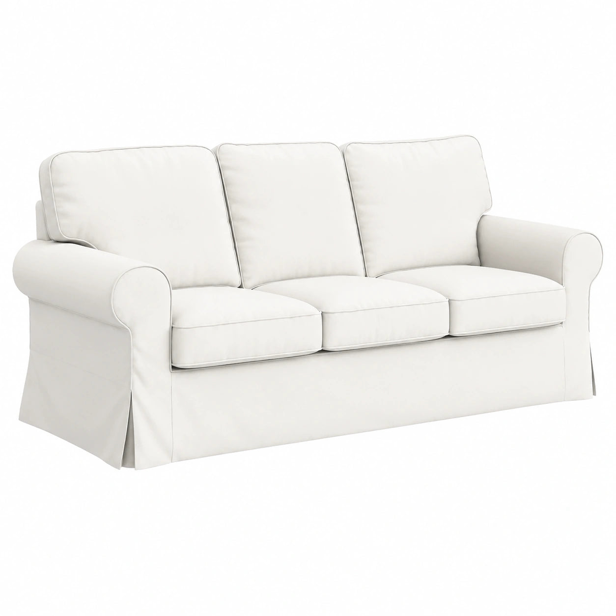 Premium Sofahusse für IKEA Ektorp 3-Sitzer, Baumwollstoff, Ersatzbezug in Weiß