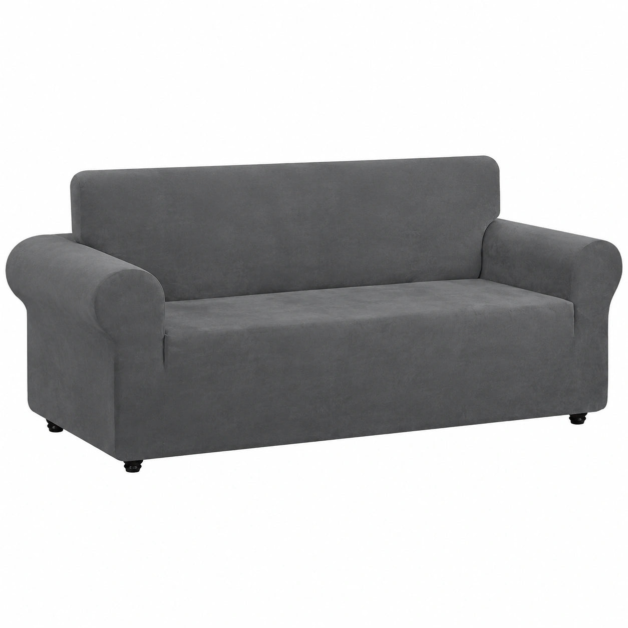 Eleganter Samt-Sofabezug für 3-Sitzer, rutschfest und waschbar, idealer Schutz für Haustiere im Wohnzimmer, Farbe: Grau
