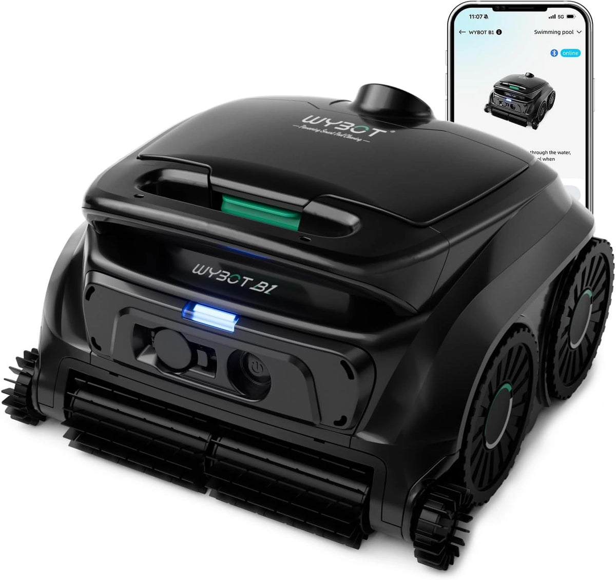 Upgrade 2026 WYBOT, Piscina, senza fili, con controllo intelligente, Nero