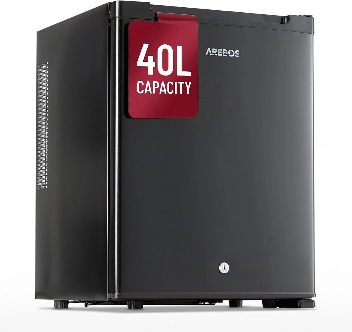 AREBOS, Frigorifero, 40L, 27 dB, a LED, silenzioso, regolabile, Nero