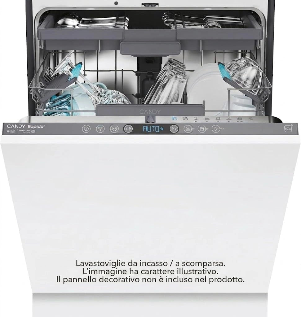 Candy, Lavastoviglie, 60 cm, 81,8 cm, con Wi-Fi, silenzioso, con controllo intelligente, Bianco