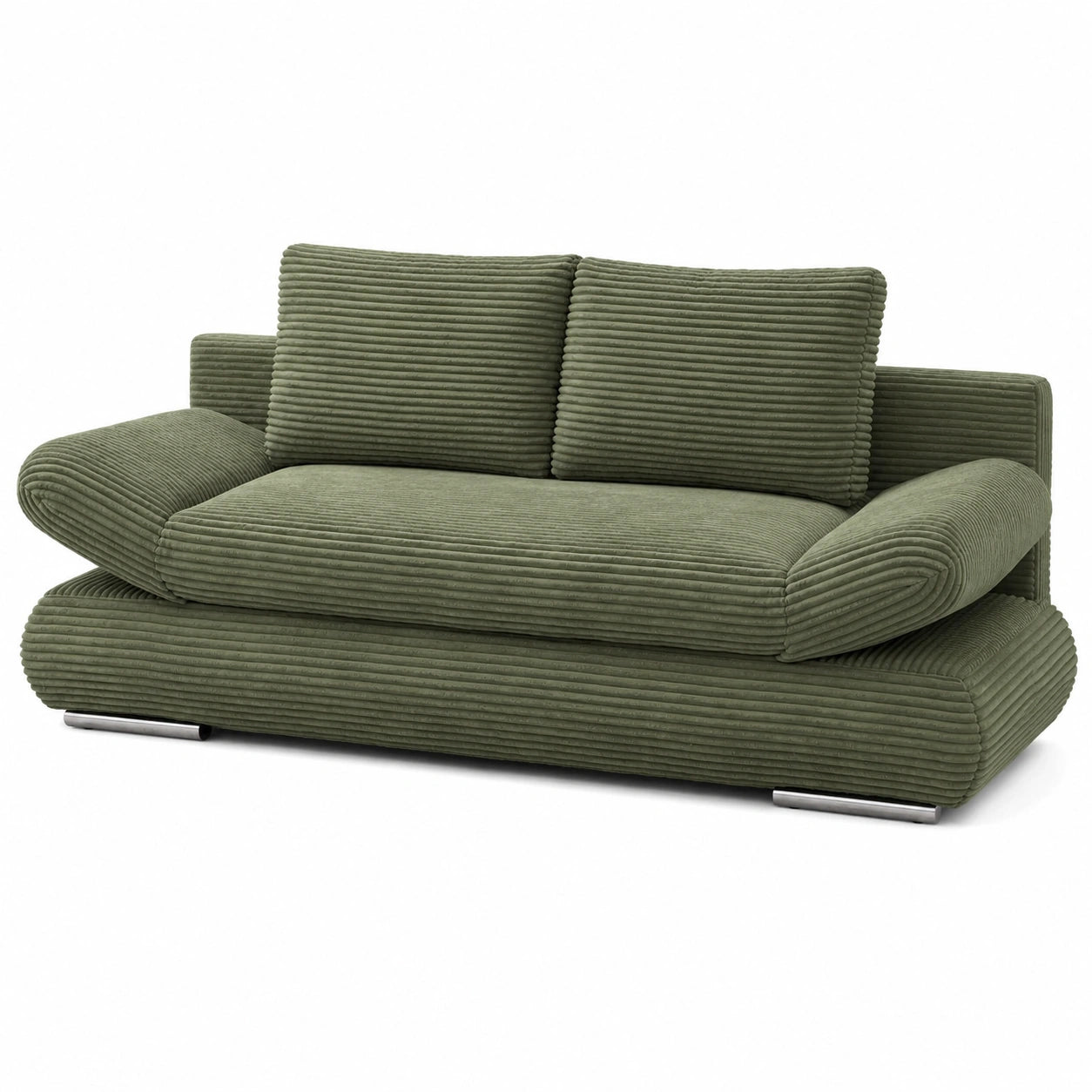 Hygger Schlafsofa mit Bettkasten, 145x202 cm – 2-Sitzer Sofa mit Schlaffunktion – Modernes, ausziehbares Sofa für das Wohnzimmer (Cord, Dunkelgrün)
