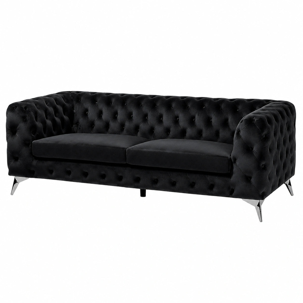 Elegantes Chesterfield Polstersofa aus Samt in Schwarz - Sotra Design