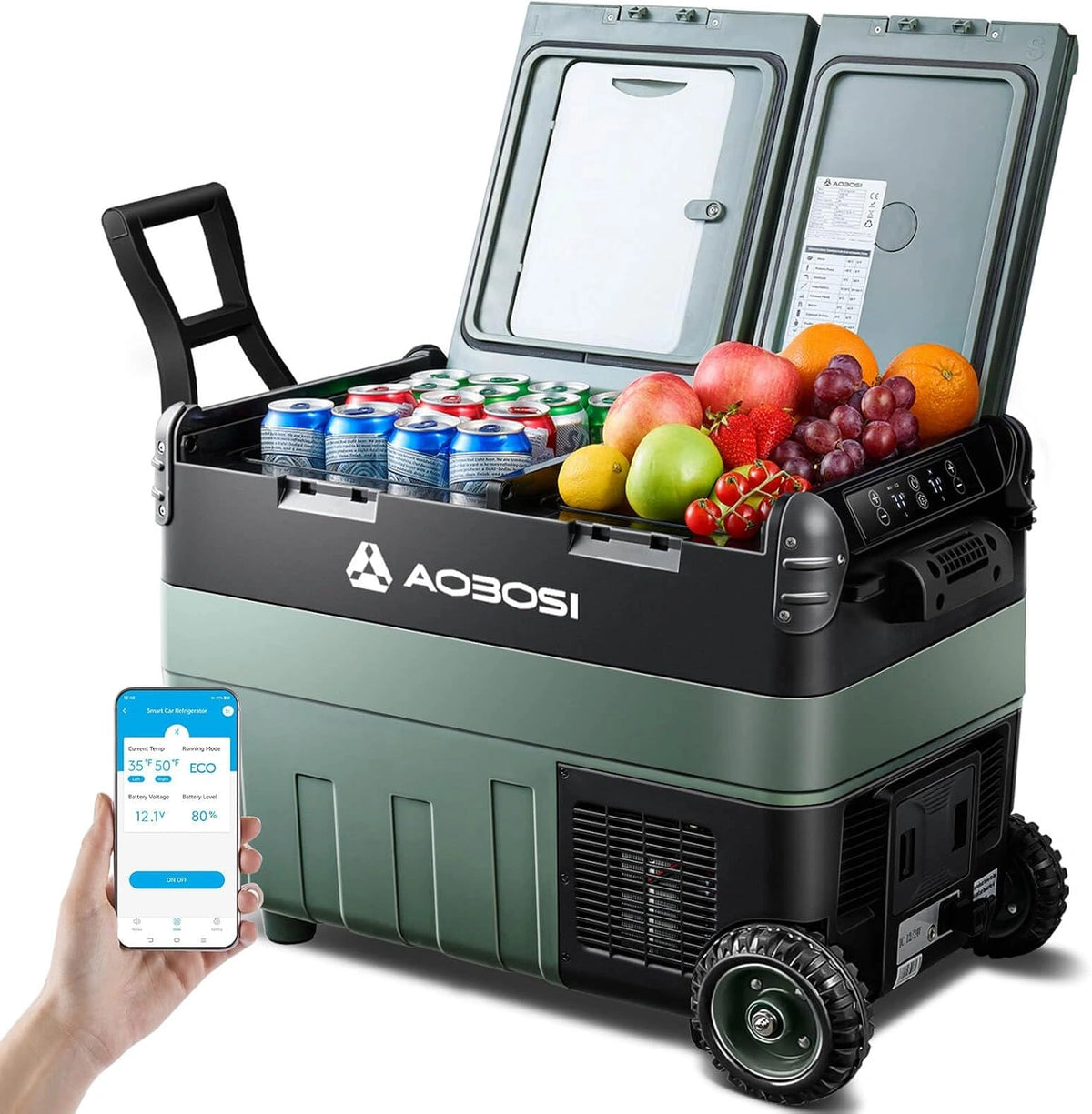 AAOBOSI 40L, Frigorifero, 24V, 240V, 40L, a LED, portatile, con controllo intelligente