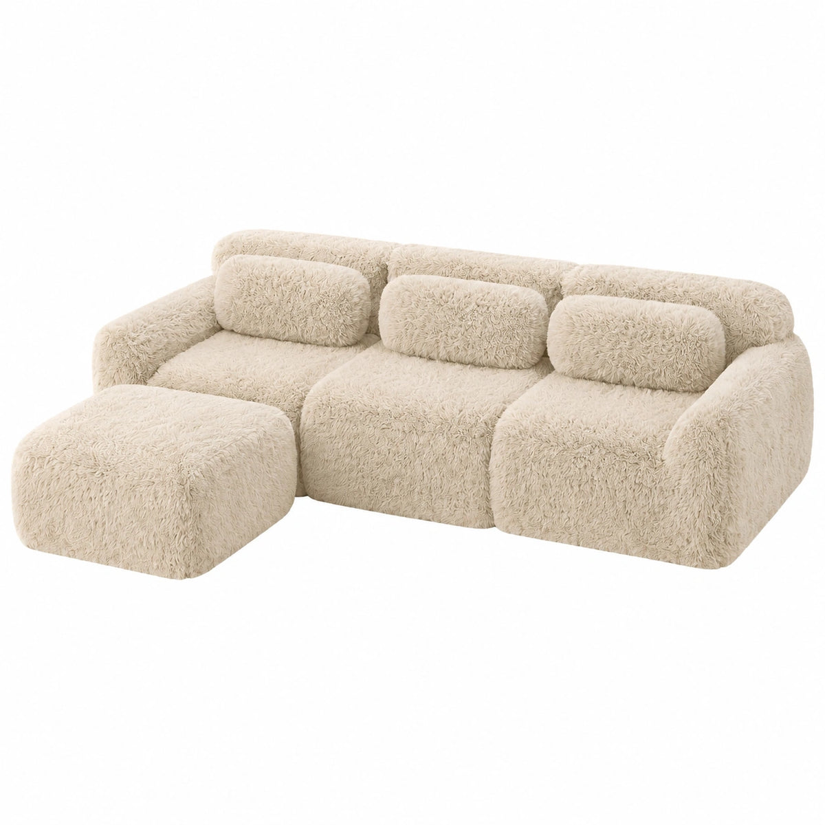 Bladez Bequemes 3-Sitzer Sofa Plüsch, Extra Tiefe Sitzfläche, Weicher Schaumstoff, Modernes Design, Kein Aufbau Erforderlich, Hellkhaki