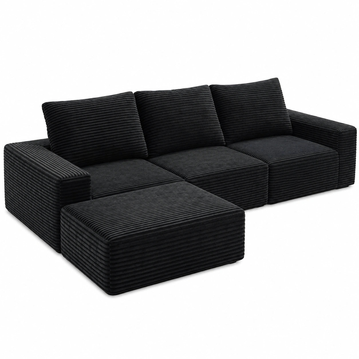Vielseitiges Schlafsofa mit Ottomane, Bequemes Lounge-Sofa für modernes Wohnzimmer, Einfach zu montieren