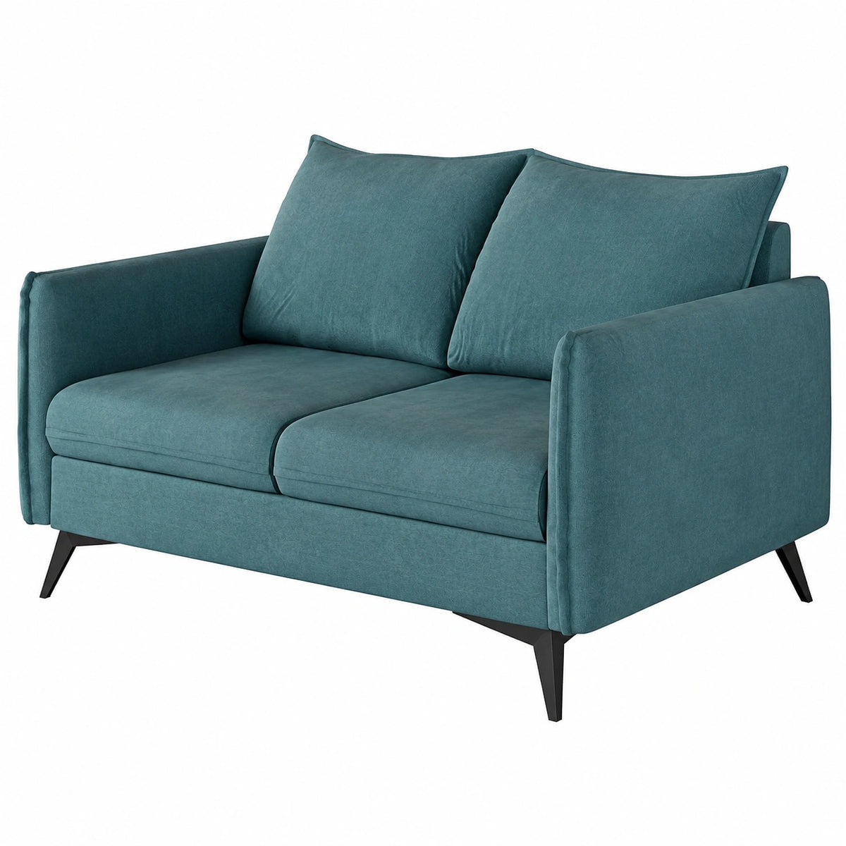 Nina 2-Sitzer Sofa für Wohnzimmer, Türkis, mit schwarzen Metallfüßen, Polstergarnitur
