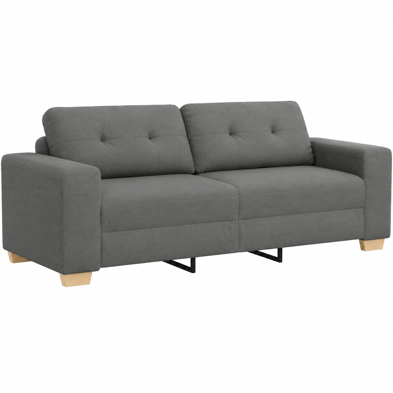 Modernes 3-Sitzer-Sofa aus Stoff in Dunkelgrau, 220x78x80 cm