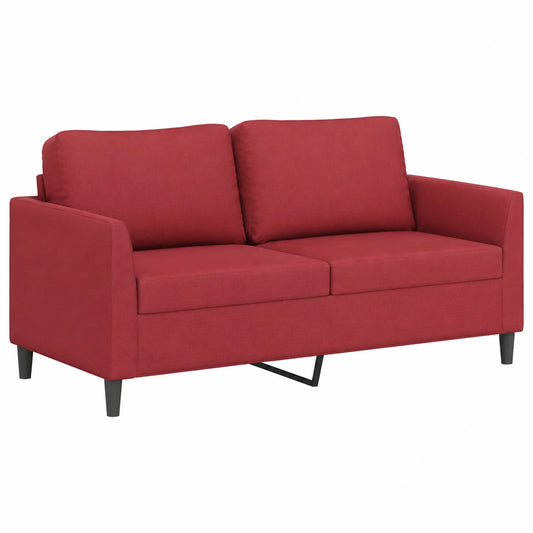 Elegantes 2-Sitzer Sofa aus Kunstleder in Weinrot mit Metallrahmen