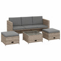 3-teiliges Gartenmöbel-Set aus Polyrattan - Sofa, Ottomane & Tisch mit Glasplatte, wetterfest & vielseitig, ideal für Terrasse & Balkon, Grau