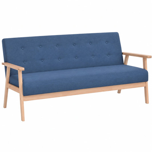 Skandinavisches Dreisitzer-Sofa blau, gepolstert, 158 x 67 x 73,5 cm, ideal für Wohnzimmer
