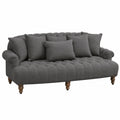 Loberon Chesterfield Sofa Springfield, Tiefes Design, Inklusive Kissen, Kiefernholz & Leinen, Anthrazit