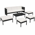 Tidyard 15-teiliges Rattan Gartenmöbel-Set mit Sofa, Couchtisch und Ottomanen