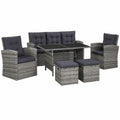 Exklusive Garten-Sitzgruppe aus Polyrattan in Schwarz mit Kissen - Inkl. Tisch und Dreisitzer-Sofa