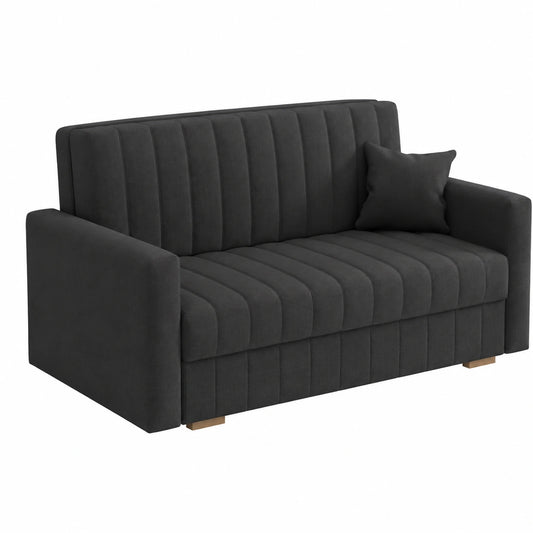 Kompaktes Schlafsofa Zanzibar mit Bettkasten, Grau, 3-Sitzer