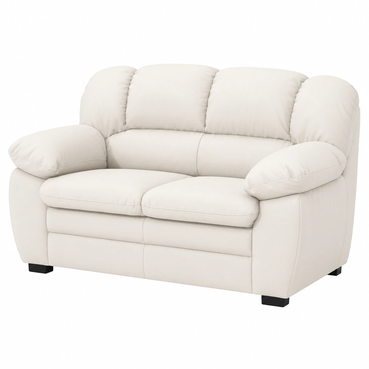 Mivano 2-Sitzer Ledersofa, Komfortable Couch mit Kontrastnähten, 159x88x92 cm, Kunstleder Weiß