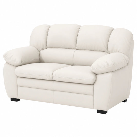 Mivano 2-Sitzer Ledersofa, Komfortable Couch mit Kontrastnähten, 159x88x92 cm, Kunstleder Weiß