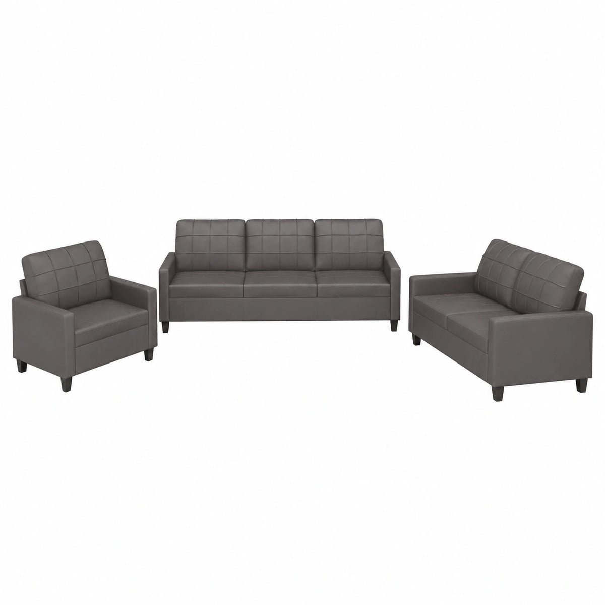 Willood Moderne Sofagarnitur 3+2 Sitzer mit Sessel in Kunstleder Grau