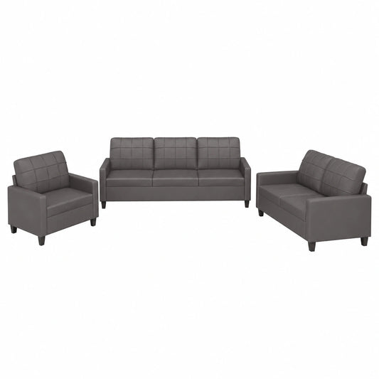 Willood Moderne Sofagarnitur 3+2 Sitzer mit Sessel in Kunstleder Grau
