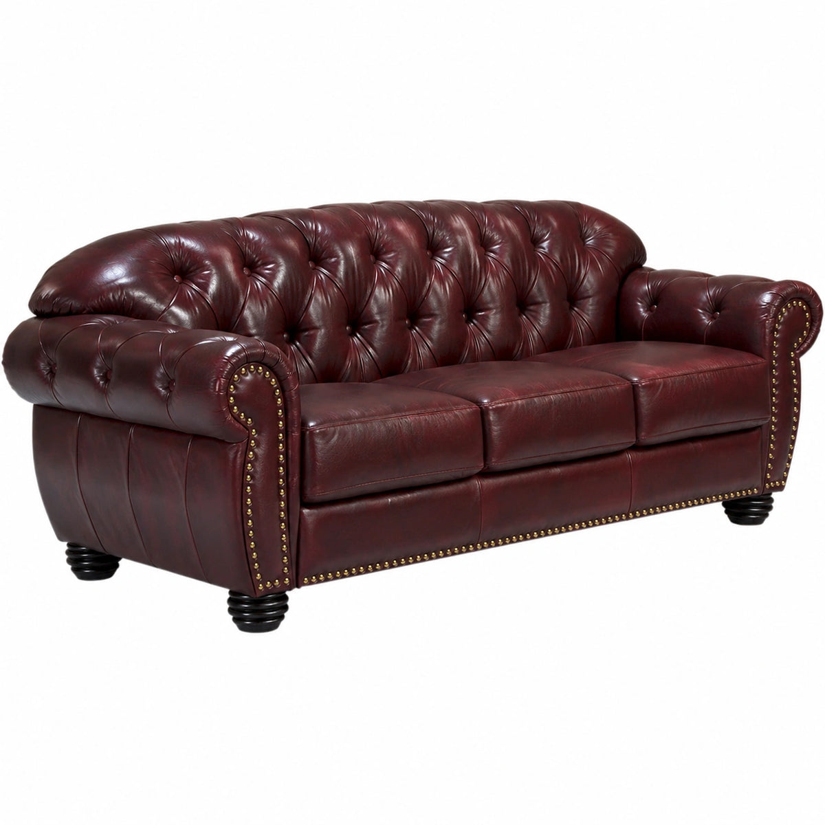 Elegantes Chesterfield Ledersofa 3-Sitzer in Antikrot für Büro und Wohnzimmer