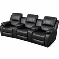 Exklusives 3er-Kinosofa Hollywood in Schwarz mit Kunstleder und Polyester