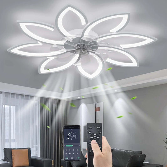 YUNZI, Ventilatore da soffitto, 90CM, con telecomando, a LED, regolabile, Bianco