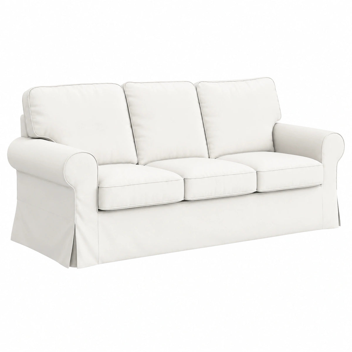 Premium Sofahusse für IKEA Ektorp 3-Sitzer, Baumwollstoff, Ersatzbezug in Weiß