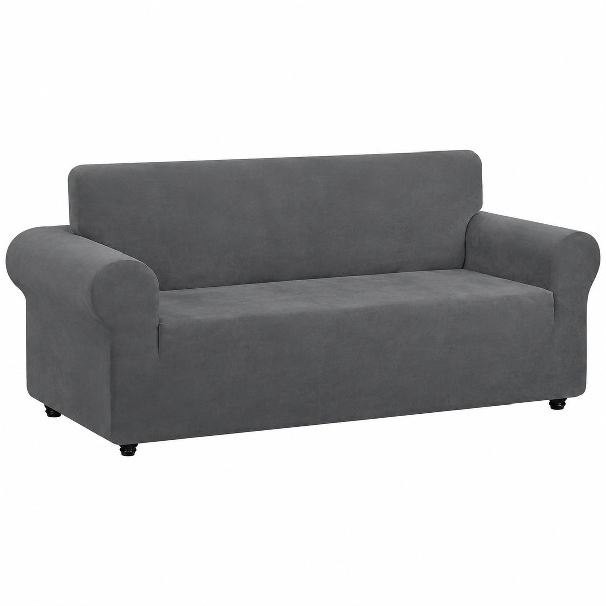 Eleganter Samt-Sofabezug für 3-Sitzer, rutschfest und waschbar, idealer Schutz für Haustiere im Wohnzimmer, Farbe: Grau