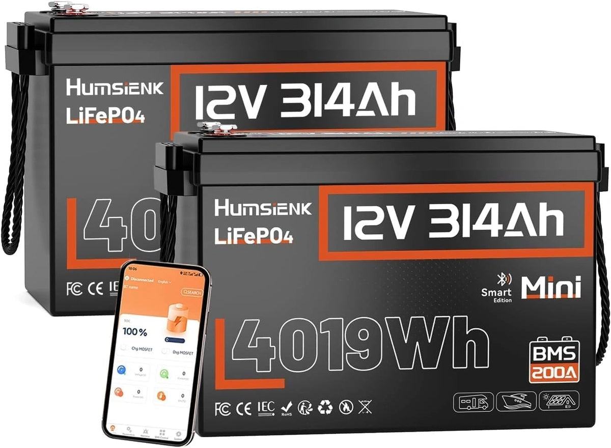 HumsiENK 2PCS, Batteria ricaricabile, 12V, 314Ah, con Bluetooth
