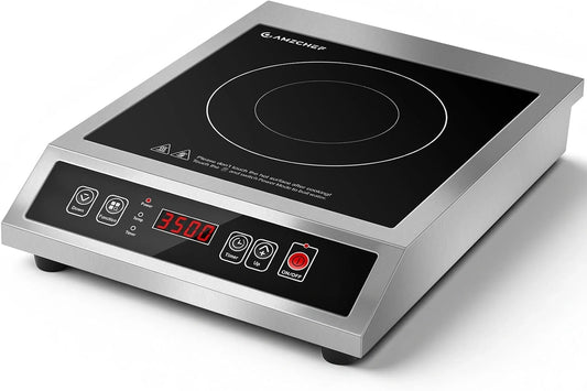 AMZCHEF, Piano cottura a induzione, 3500W, con timer, Argento