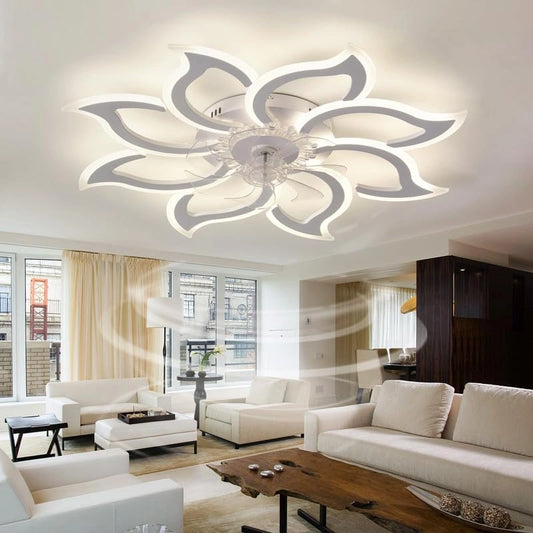 LED, Ventilatore da soffitto, con telecomando, a LED, silenzioso, Bianco
