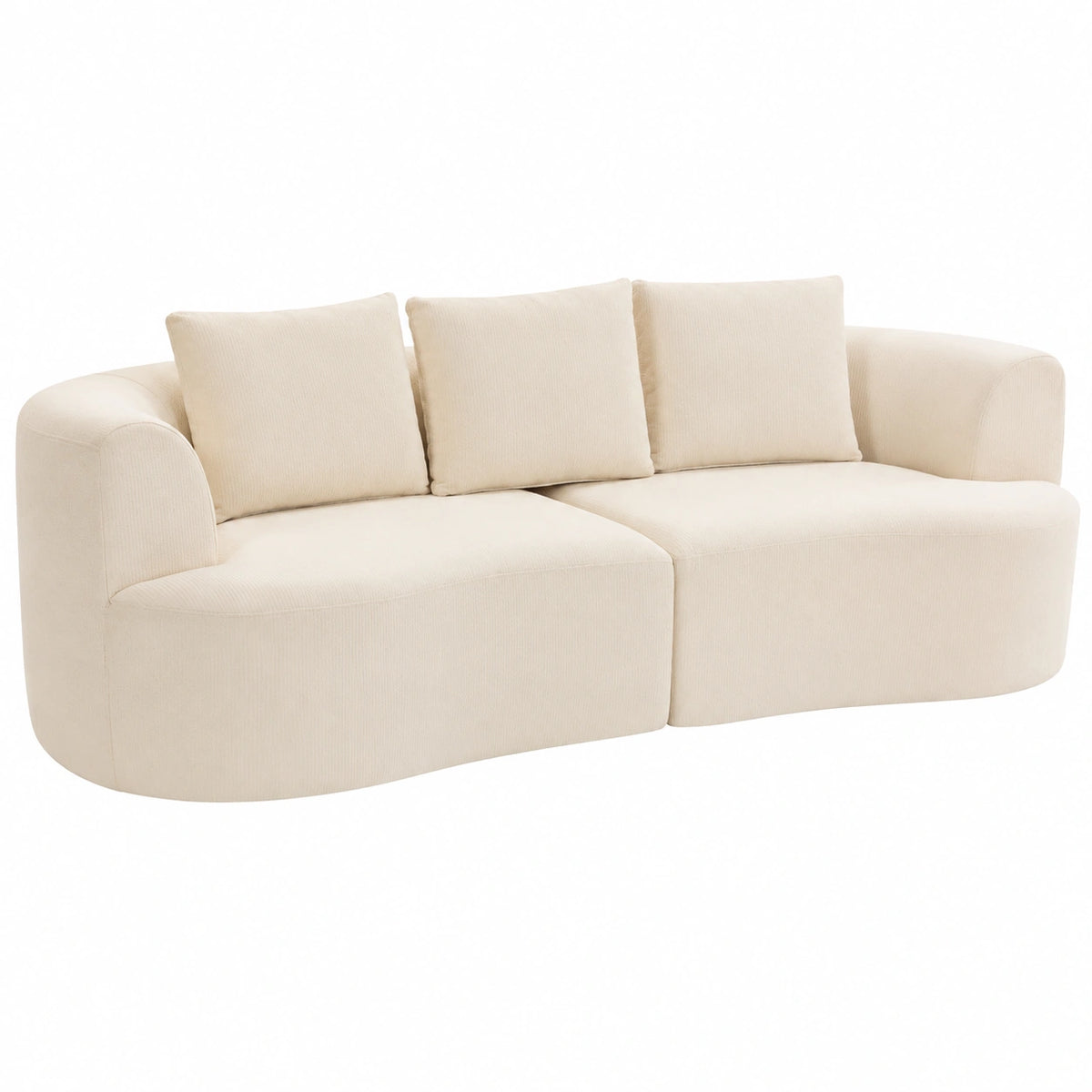 HOMCOM 3-Sitzer Wolken-Design Sofa mit Lendenkissen, Chenilleoptik, Cremeweiß