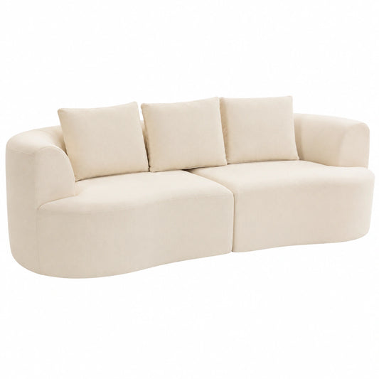 HOMCOM 3-Sitzer Wolken-Design Sofa mit Lendenkissen, Chenilleoptik, Cremeweiß
