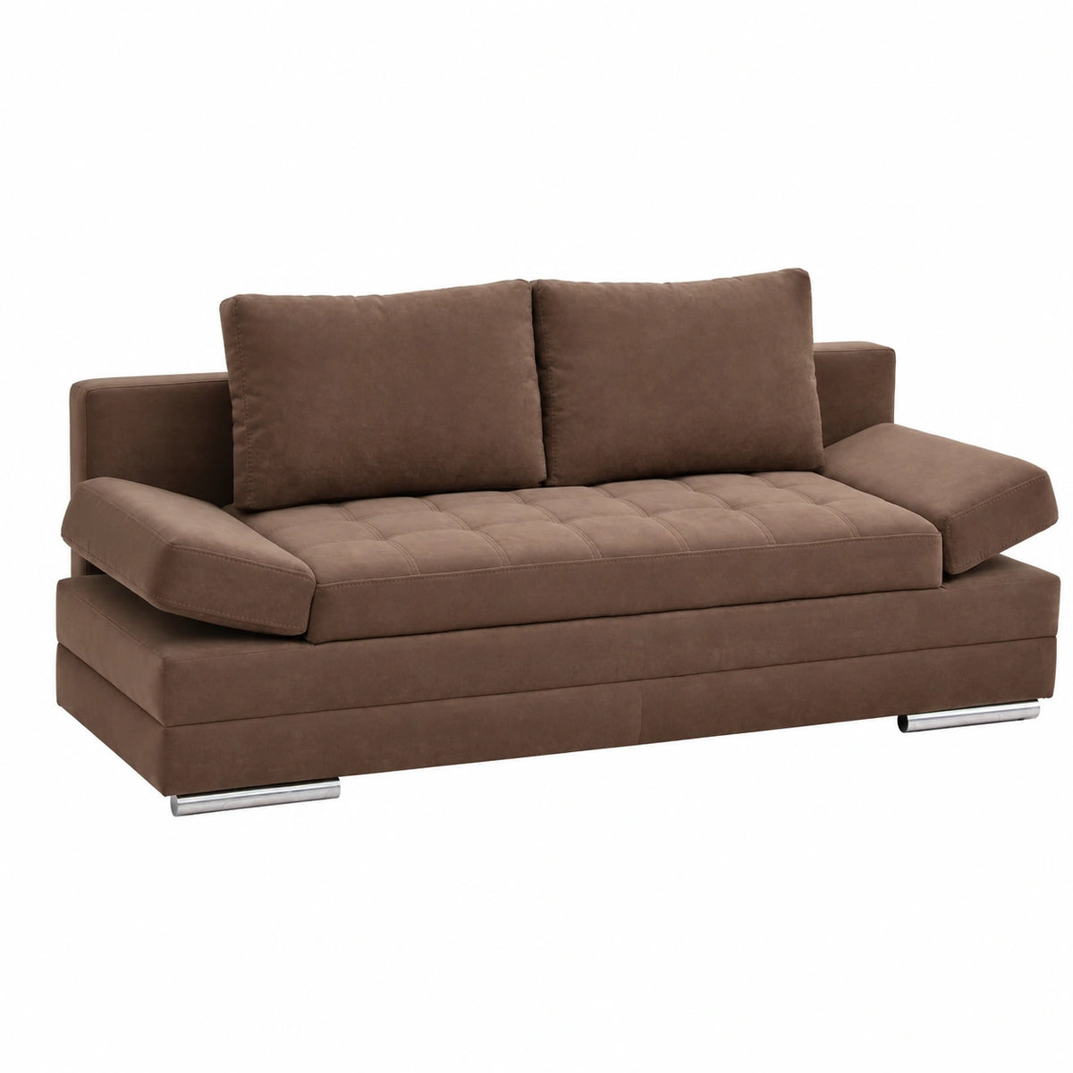 Hygger Barni Funktionssofa mit Stauraum - 2-Sitzer Schlafcouch mit Verstellbaren Armlehnen - Stabiler Komfort, Liegefläche 145x202cm, Mikrofaser Braun