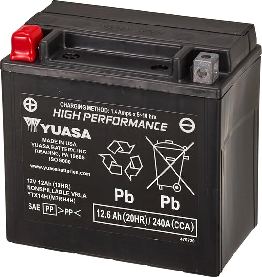 Yuasa YTX14H 12, Batteria ricaricabile, 12 V, Nero