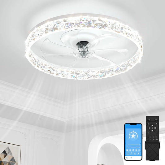 VOLISUN, Ventilatore da soffitto, 20 pollici, con telecomando, a LED