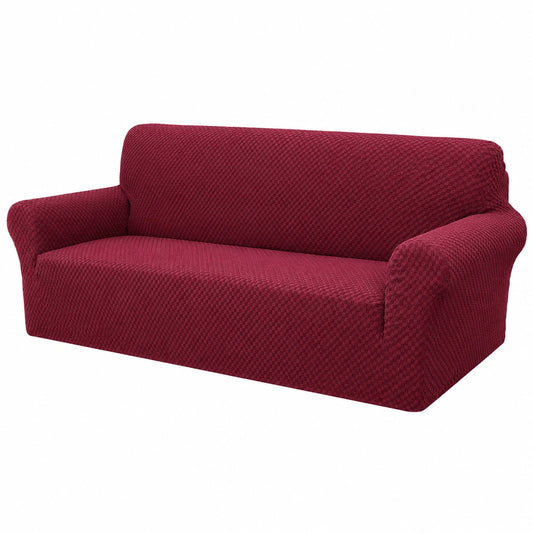 Hochwertiger 3-Sitzer Sofabezug in Jacquard, rutschfest und dehnbar, ideal für Haustiere, weinrot