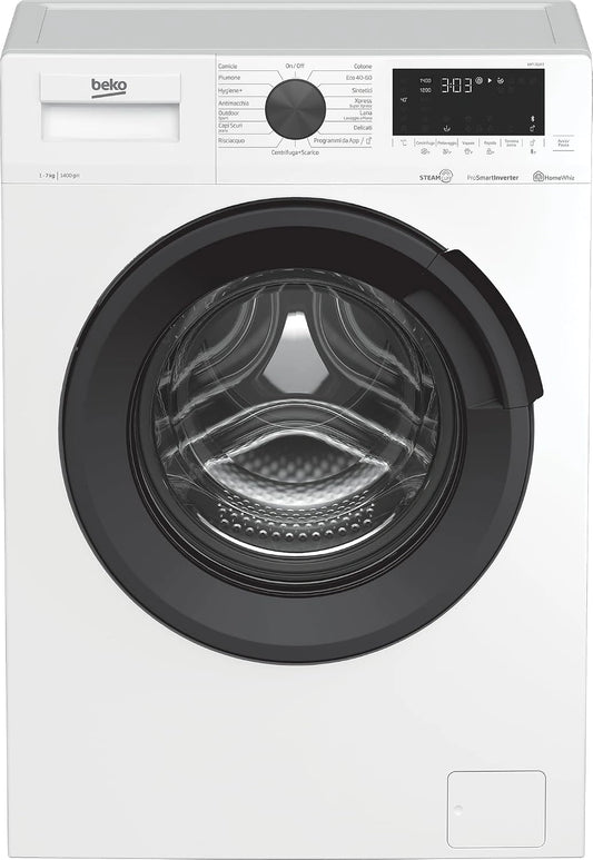 Beko EPT7D2IT, Lavatrice, 7 Kg, con display digitale, con tecnologia inverter, con controllo intelligente, Nero