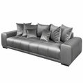 Großes Samtsofa ELEGANCIA 285cm in Silbergrau mit Kissen