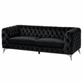 Elegantes Chesterfield Polstersofa aus Samt in Schwarz - Sotra Design