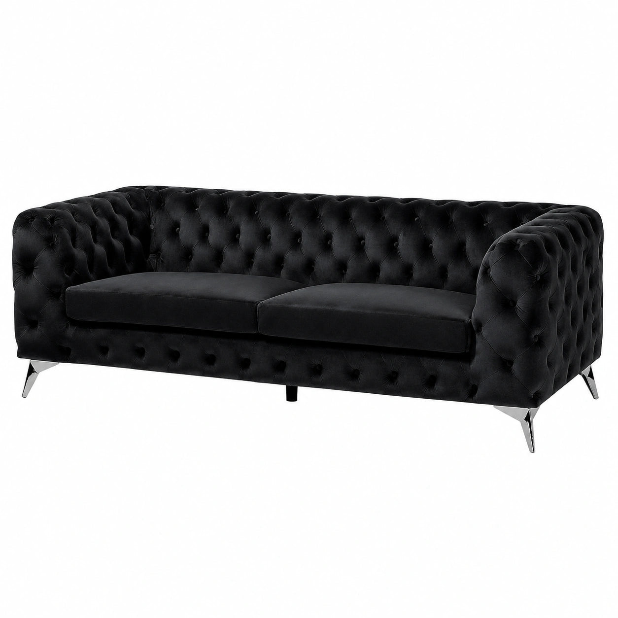 Elegantes Chesterfield Polstersofa aus Samt in Schwarz - Sotra Design