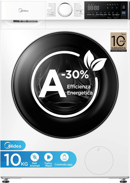 Midea, Lavatrice, 10 kg, con controllo intelligente