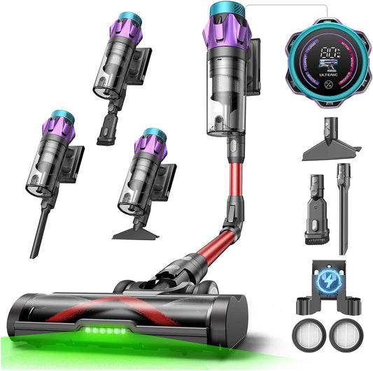 Ultenic 55Kpa/80Min, Aspirapolvere, con display digitale, pieghevole, senza fili