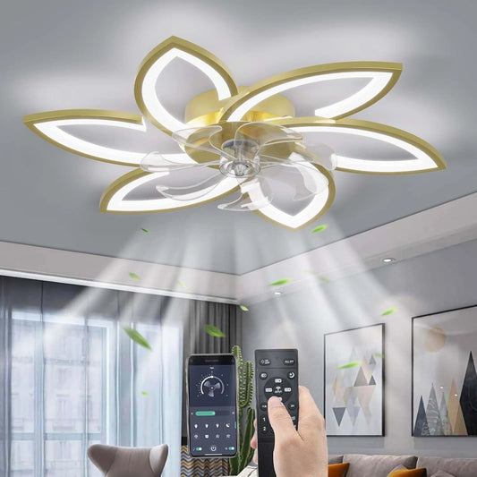 Muto, Ventilatore da soffitto, 78CM, con telecomando, a LED, regolabile, Oro