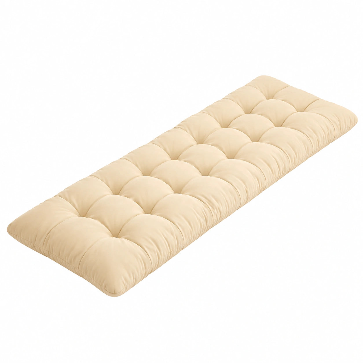 Bequemes Garten-Sitzkissen 8 cm Beige mit Bändern für Dreisitzer, 48x150 cm, Outdoor-Terrassenmöbel