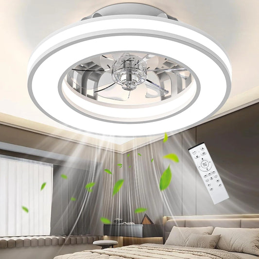 Ateroll, Ventilatore da soffitto, 25W, 41.5CM, con timer, a LED