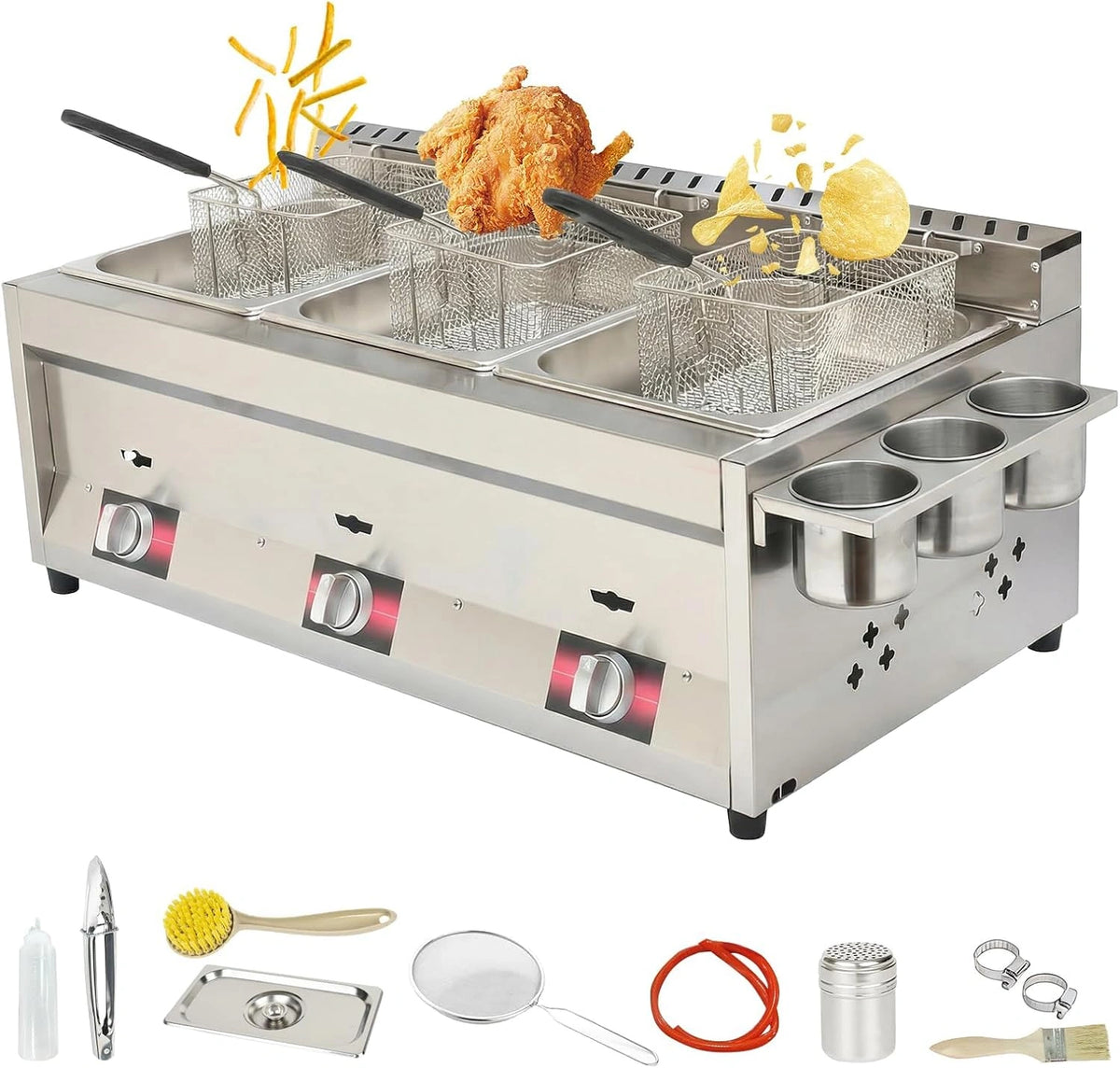 Friggitrice, Friggitrice elettrica, 10 l, regolabile, Argento