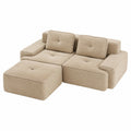 Ecksofa mit Ottoman, Schlafsofa, Komforttief, Modular, Hellkhaki